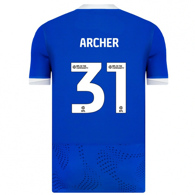 Danxen Mænd Jordan Archer #31 Blå Hvid Hjemmebane Spillertrøjer 2025/26 Trøje T-Shirt