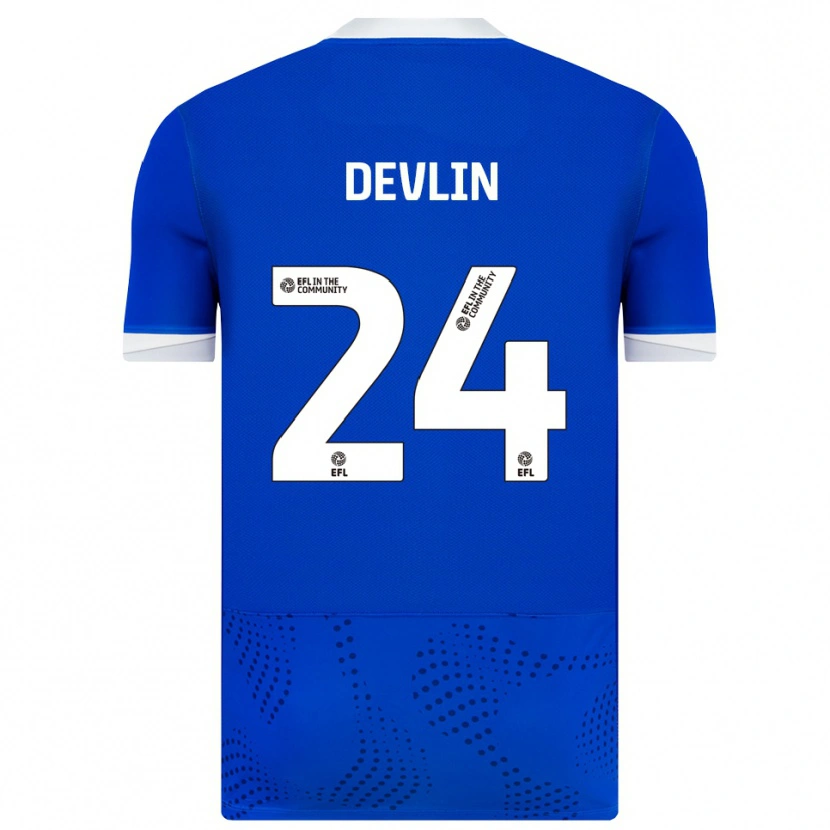 Danxen Mænd Terry Devlin #24 Blå Hvid Hjemmebane Spillertrøjer 2025/26 Trøje T-Shirt