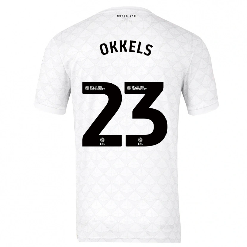 Danxen Mænd Jeppe Okkels #23 Hvid Rød Hjemmebane Spillertrøjer 2025/26 Trøje T-Shirt