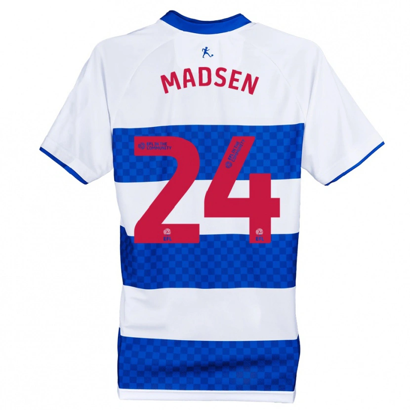 Danxen Mænd Nicolas Madsen #24 Blå Hvid Hjemmebane Spillertrøjer 2025/26 Trøje T-Shirt
