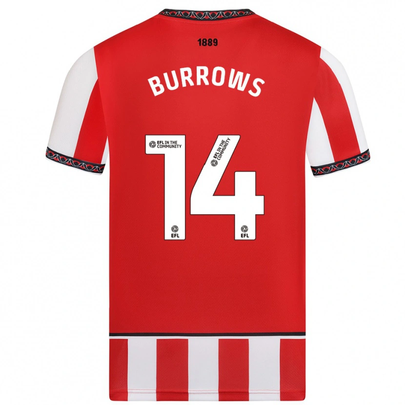 Danxen Mænd Harrison Burrows #14 Rød Hvid Hjemmebane Spillertrøjer 2025/26 Trøje T-Shirt