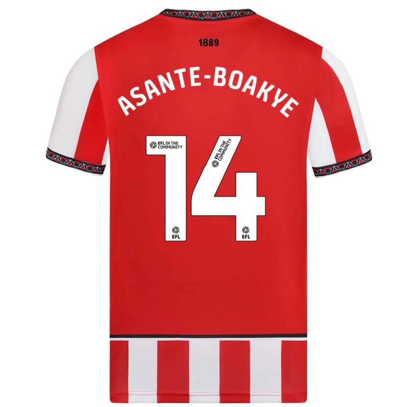 Danxen Mænd Max Asante-Boakye #14 Rød Hvid Hjemmebane Spillertrøjer 2025/26 Trøje T-Shirt
