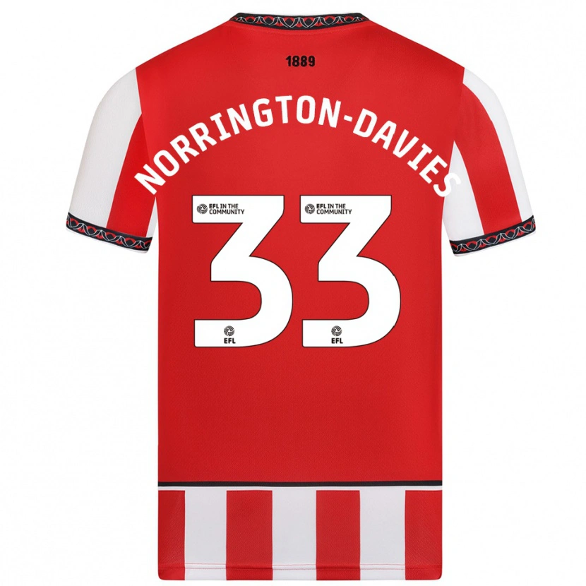 Danxen Mænd Rhys Norrington-Davies #33 Rød Hvid Hjemmebane Spillertrøjer 2025/26 Trøje T-Shirt