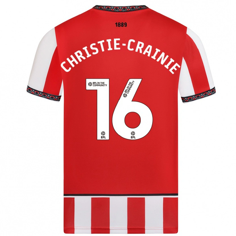 Danxen Mænd Archie Christie-Crainie #16 Rød Hvid Hjemmebane Spillertrøjer 2025/26 Trøje T-Shirt