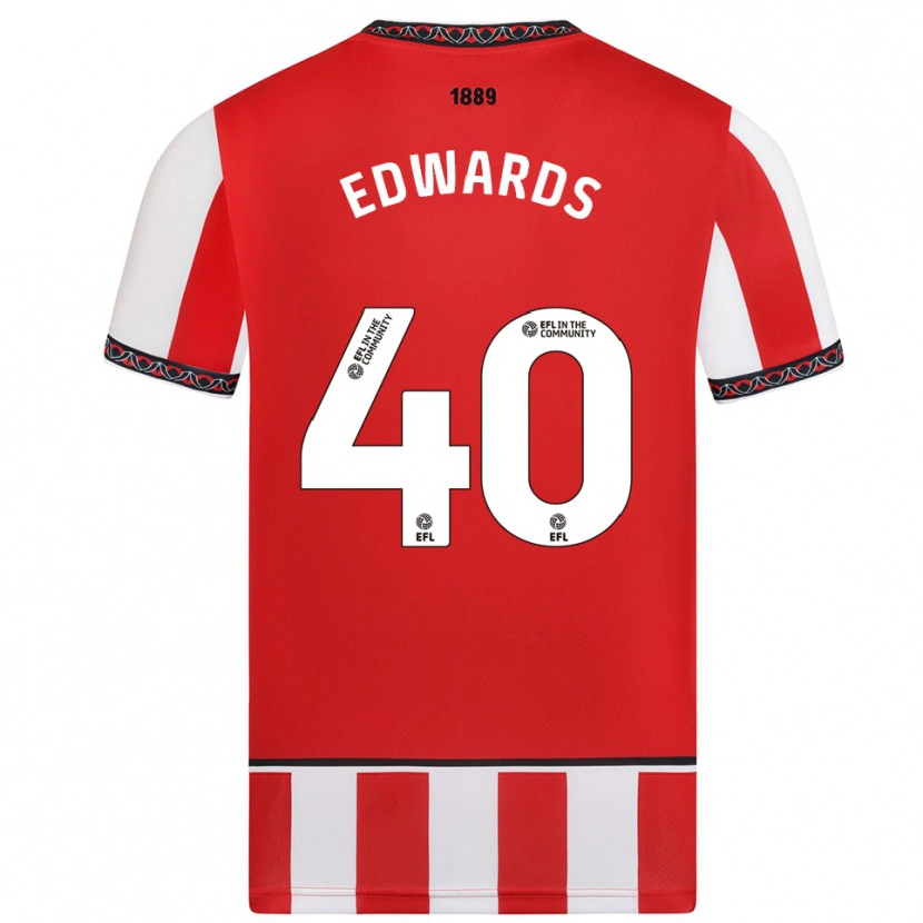 Danxen Mænd Liv Edwards #40 Rød Hvid Hjemmebane Spillertrøjer 2025/26 Trøje T-Shirt