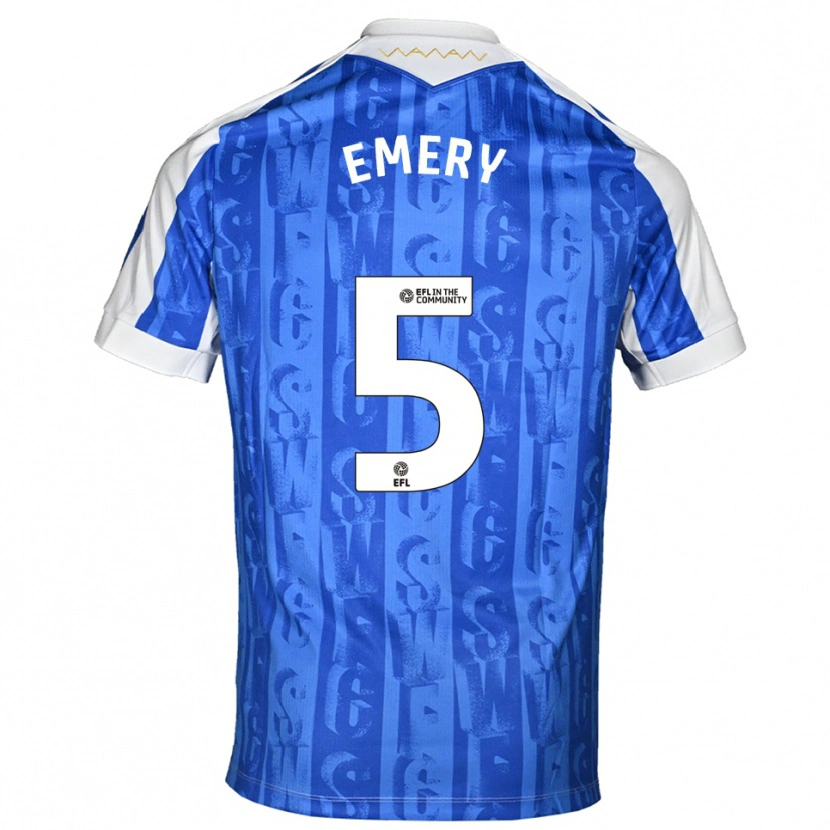 Danxen Mænd Joe Emery #5 Blå Hvid Hjemmebane Spillertrøjer 2025/26 Trøje T-Shirt