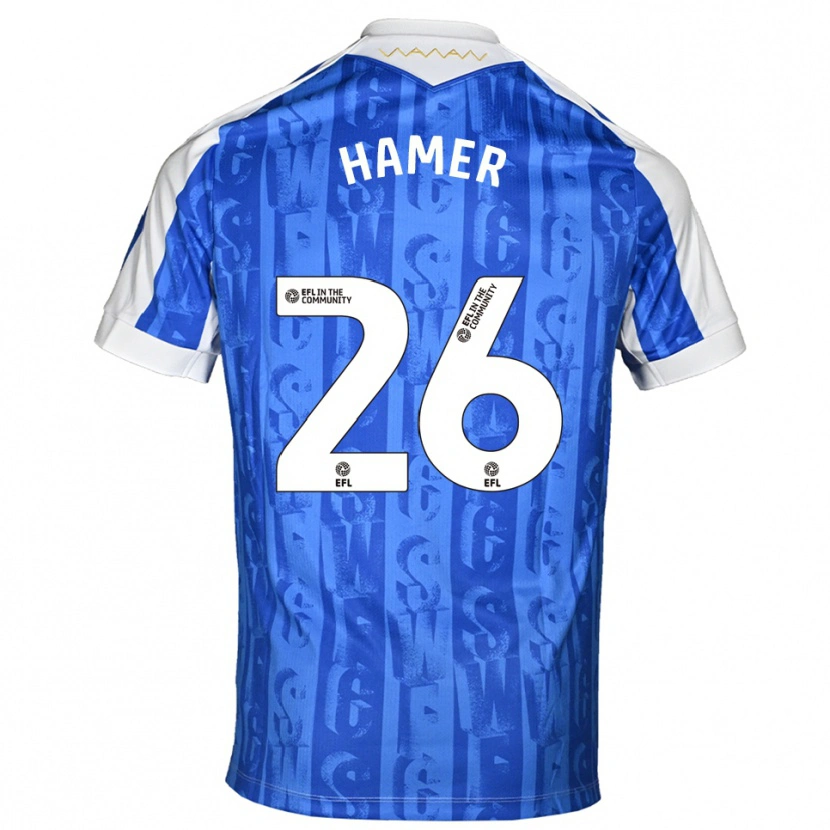 Danxen Mænd Ben Hamer #26 Blå Hvid Hjemmebane Spillertrøjer 2025/26 Trøje T-Shirt