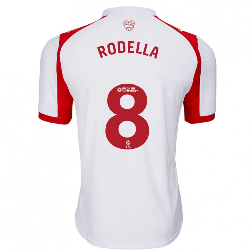 Danxen Mænd Leo Rodella #8 Hvid Rød Hjemmebane Spillertrøjer 2025/26 Trøje T-Shirt