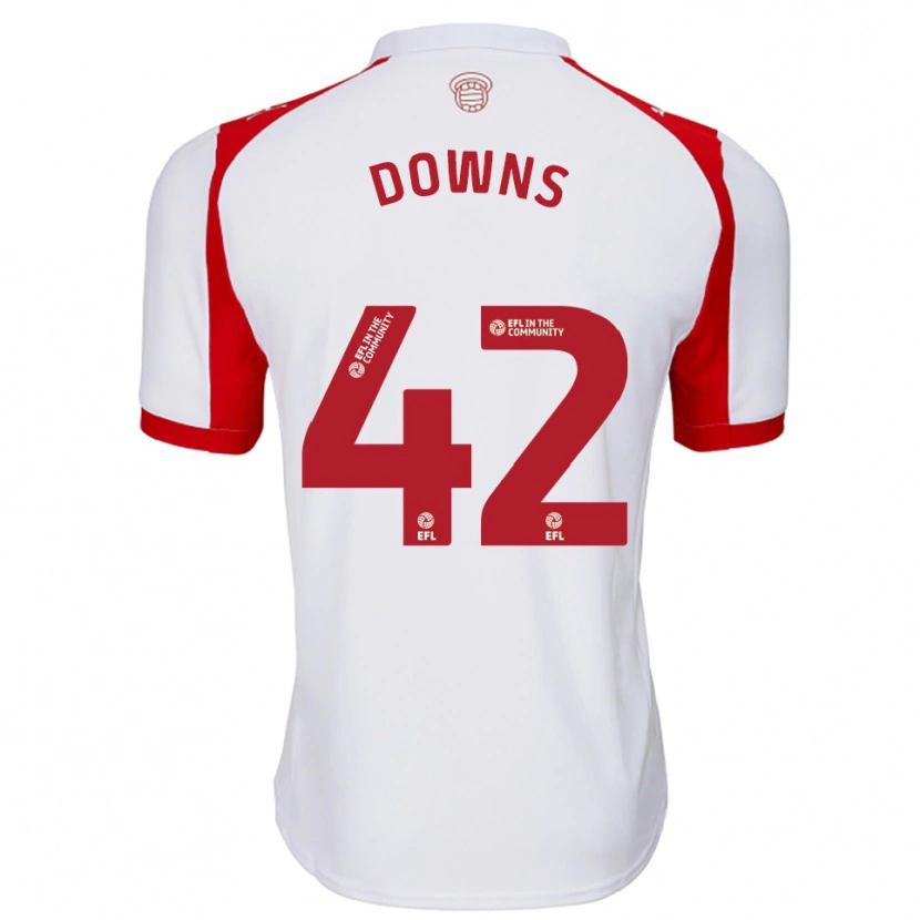 Danxen Mænd Damion Downs #42 Hvid Rød Hjemmebane Spillertrøjer 2025/26 Trøje T-Shirt