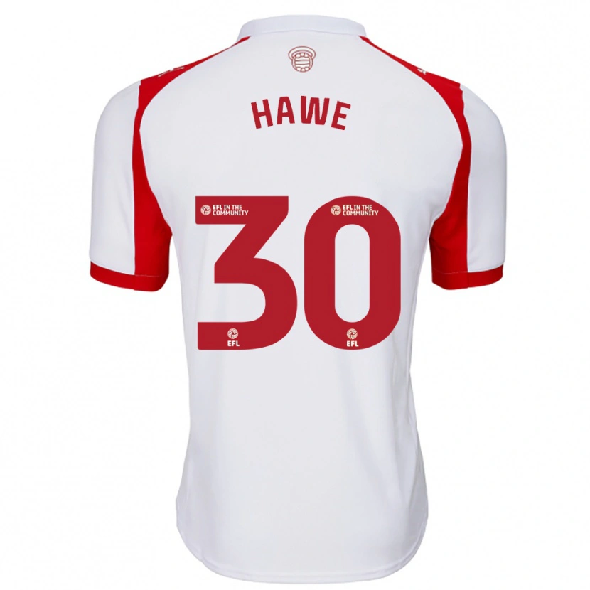 Danxen Mænd Luke Hawe #30 Hvid Rød Hjemmebane Spillertrøjer 2025/26 Trøje T-Shirt