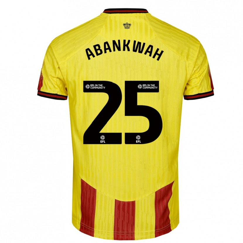 Danxen Mænd James Abankwah #25 Gul Rød Hjemmebane Spillertrøjer 2025/26 Trøje T-Shirt