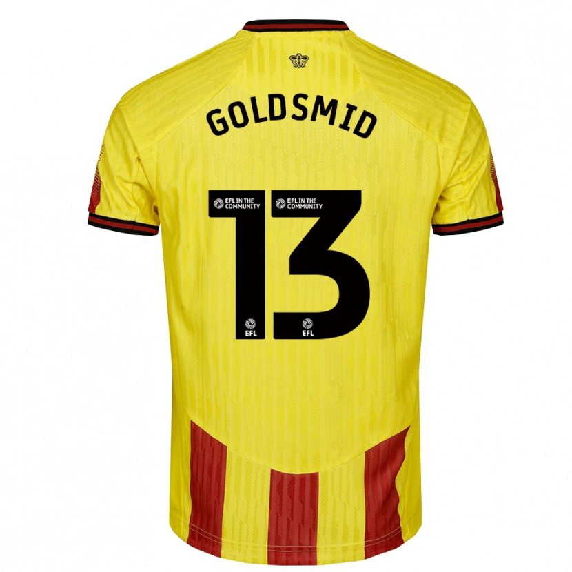 Danxen Mænd Jacqui Goldsmid #13 Gul Rød Hjemmebane Spillertrøjer 2025/26 Trøje T-Shirt