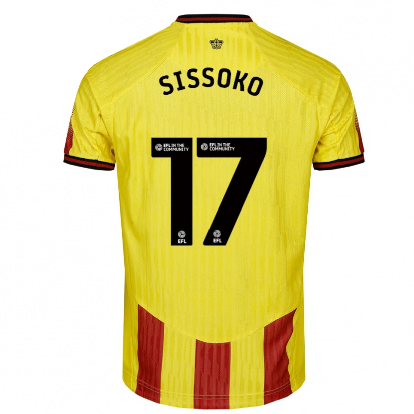 Danxen Mænd Moussa Sissoko #17 Gul Rød Hjemmebane Spillertrøjer 2025/26 Trøje T-Shirt