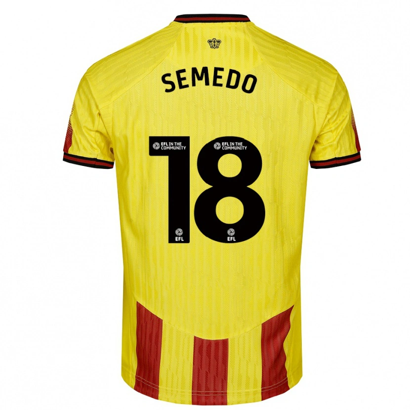 Danxen Mænd Vivaldo Semedo #18 Gul Rød Hjemmebane Spillertrøjer 2025/26 Trøje T-Shirt