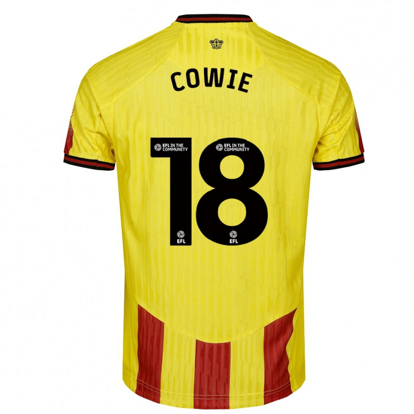 Danxen Mænd Tony Cowie #18 Gul Rød Hjemmebane Spillertrøjer 2025/26 Trøje T-Shirt
