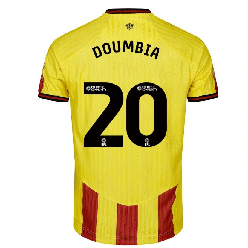 Danxen Mænd Mamadou Doumbia #20 Gul Rød Hjemmebane Spillertrøjer 2025/26 Trøje T-Shirt