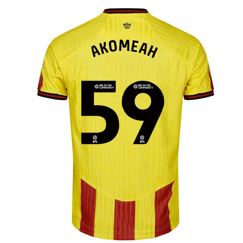 Danxen Mænd Travis Akomeah #59 Gul Rød Hjemmebane Spillertrøjer 2025/26 Trøje T-Shirt