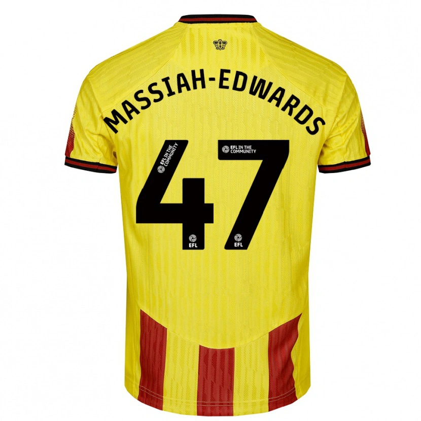 Danxen Mænd Zavier Massiah-Edwards #47 Gul Rød Hjemmebane Spillertrøjer 2025/26 Trøje T-Shirt
