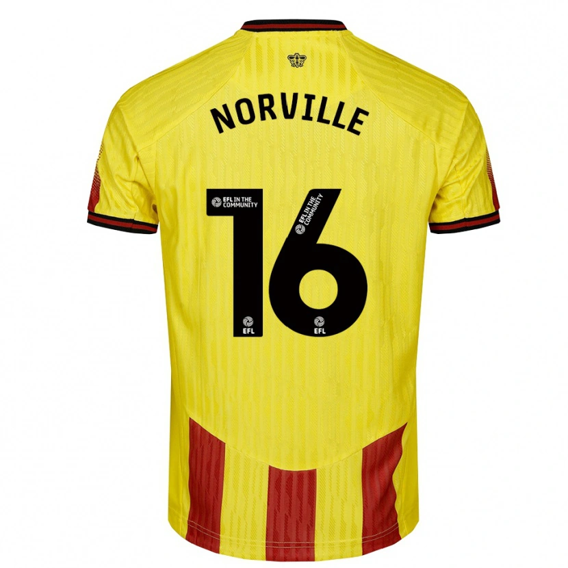 Danxen Mænd Jael Norville #16 Gul Rød Hjemmebane Spillertrøjer 2025/26 Trøje T-Shirt