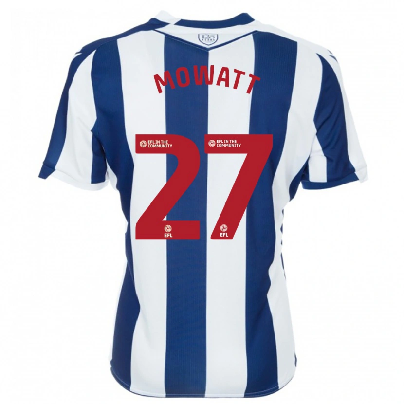 Danxen Mænd Alex Mowatt #27 Marine Hvid Hjemmebane Spillertrøjer 2025/26 Trøje T-Shirt