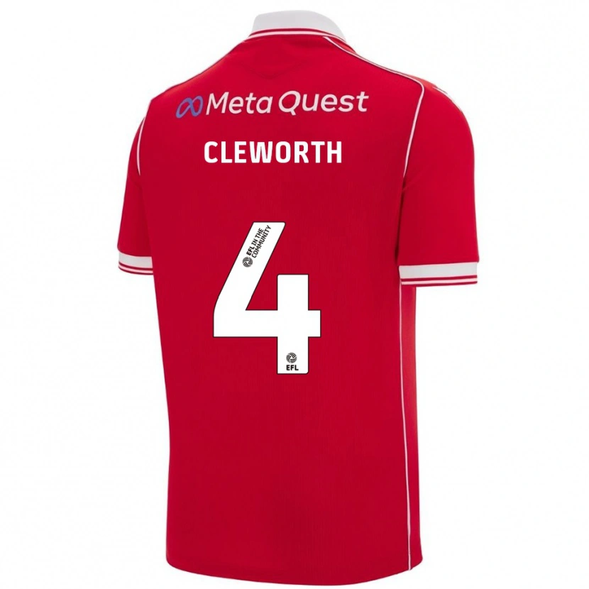 Danxen Mænd Max Cleworth #4 Rød Hvid Hjemmebane Spillertrøjer 2025/26 Trøje T-Shirt