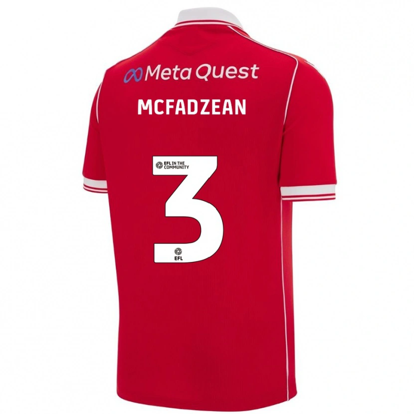 Danxen Mænd Callum Mcfadzean #3 Rød Hvid Hjemmebane Spillertrøjer 2025/26 Trøje T-Shirt