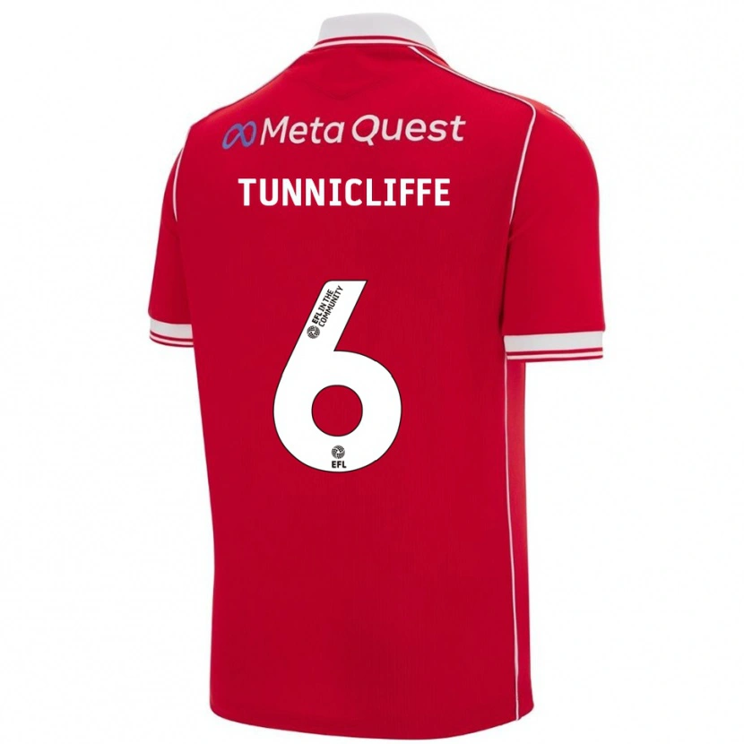 Danxen Mænd Jordan Tunnicliffe #6 Rød Hvid Hjemmebane Spillertrøjer 2025/26 Trøje T-Shirt
