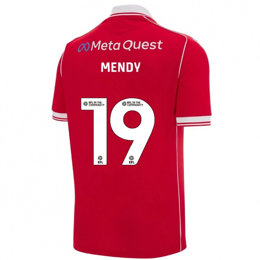 Danxen Mænd Jacob Mendy #19 Rød Hvid Hjemmebane Spillertrøjer 2025/26 Trøje T-Shirt