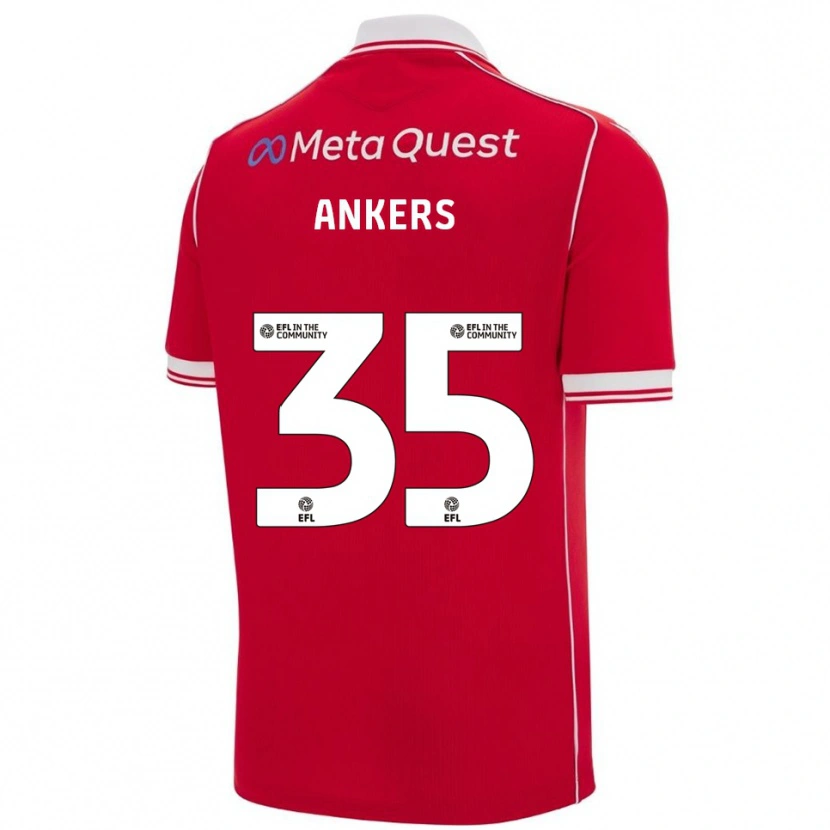 Danxen Mænd Chloe Ankers #35 Rød Hvid Hjemmebane Spillertrøjer 2025/26 Trøje T-Shirt
