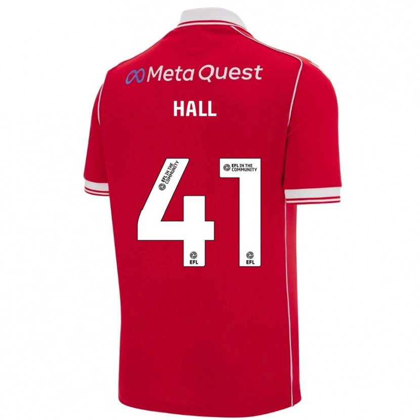 Danxen Mænd Liam Hall #41 Rød Hvid Hjemmebane Spillertrøjer 2025/26 Trøje T-Shirt