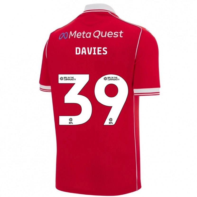 Danxen Mænd Daniel Davies #39 Rød Hvid Hjemmebane Spillertrøjer 2025/26 Trøje T-Shirt