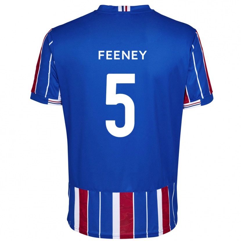 Danxen Mænd Morgan Feeney #5 Blå Rød Hvid Hjemmebane Spillertrøjer 2025/26 Trøje T-Shirt