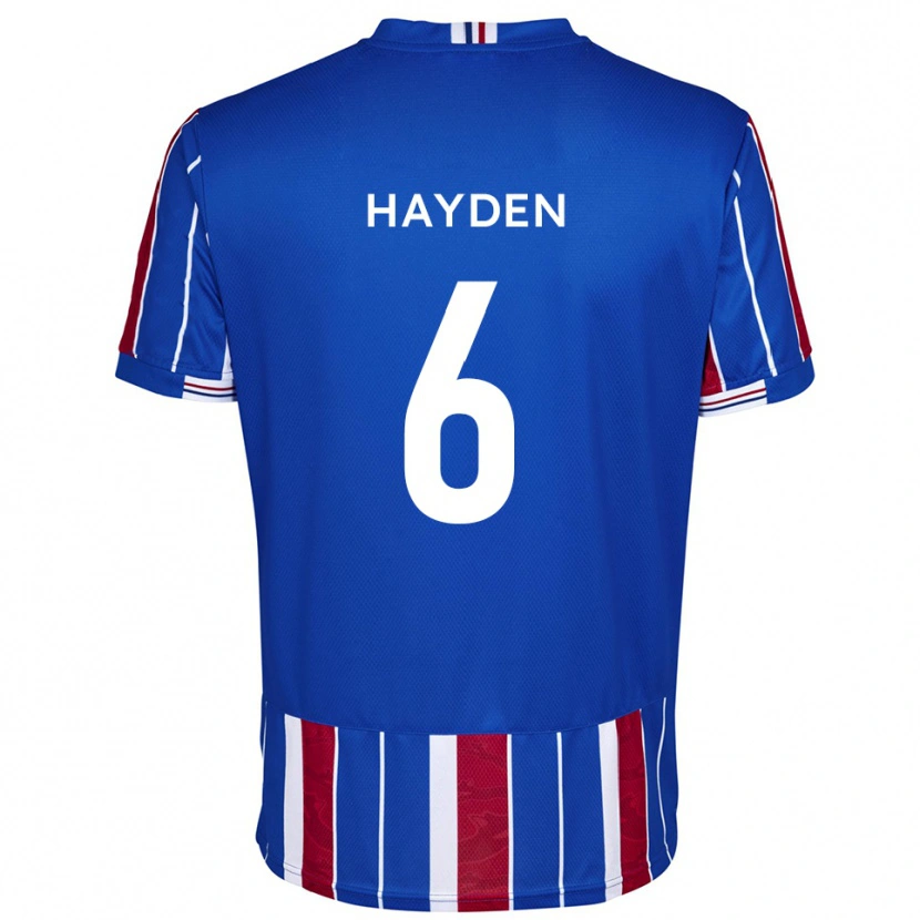 Danxen Mænd Aaron Hayden #6 Blå Rød Hvid Hjemmebane Spillertrøjer 2025/26 Trøje T-Shirt