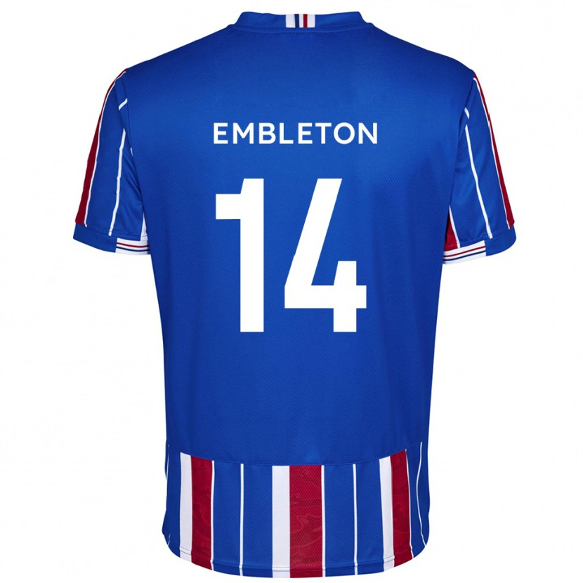 Danxen Mænd Elliot Embleton #14 Blå Rød Hvid Hjemmebane Spillertrøjer 2025/26 Trøje T-Shirt
