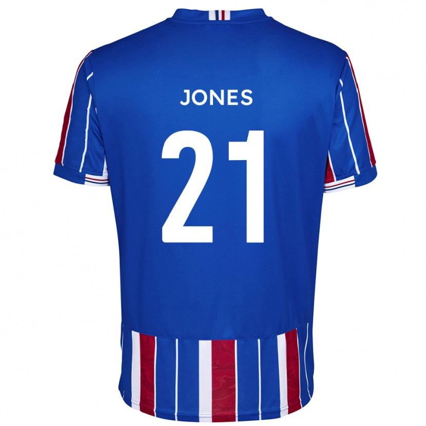 Danxen Mænd Jordan Jones #21 Blå Rød Hvid Hjemmebane Spillertrøjer 2025/26 Trøje T-Shirt