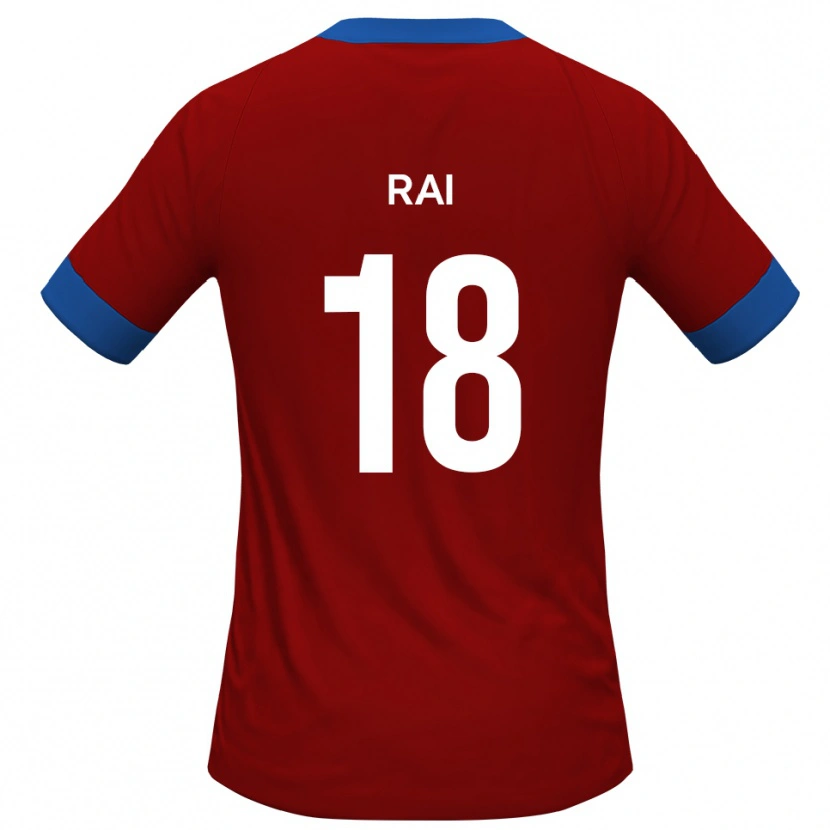 Danxen Mænd Kiban Rai #18 Rød Blå Hjemmebane Spillertrøjer 2025/26 Trøje T-Shirt
