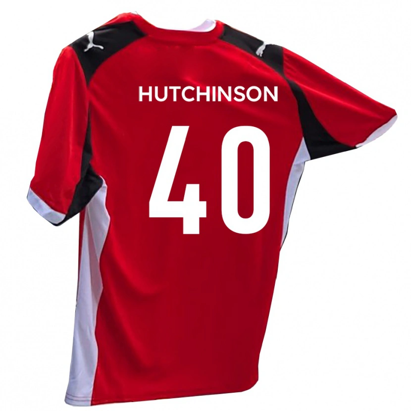 Danxen Mænd Luke Hutchinson #40 Rød Hvid Hjemmebane Spillertrøjer 2025/26 Trøje T-Shirt