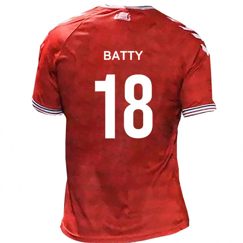 Danxen Mænd Daniel Batty #18 Rød Hvid Hjemmebane Spillertrøjer 2025/26 Trøje T-Shirt