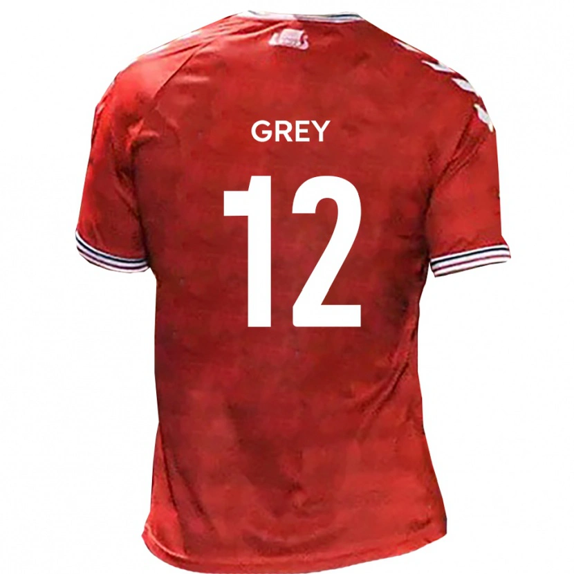 Danxen Mænd Joe Grey #12 Rød Hvid Hjemmebane Spillertrøjer 2025/26 Trøje T-Shirt