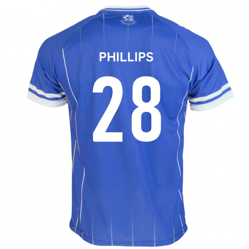 Danxen Mænd Declan Phillips #28 Kongeblå Hjemmebane Spillertrøjer 2025/26 Trøje T-Shirt