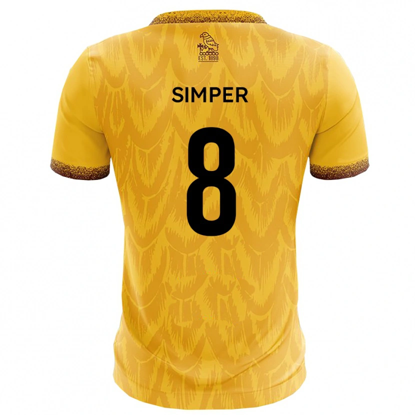 Danxen Mænd Lewis Simper #8 Gul Brun Hjemmebane Spillertrøjer 2025/26 Trøje T-Shirt
