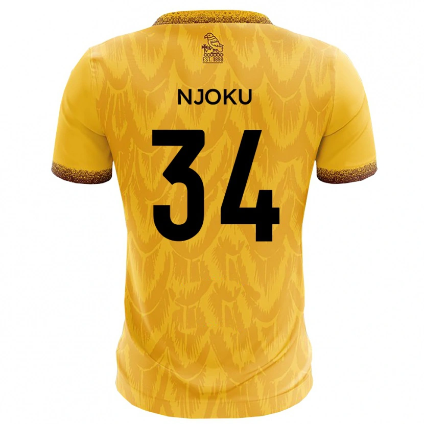 Danxen Mænd Brandon Njoku #34 Gul Brun Hjemmebane Spillertrøjer 2025/26 Trøje T-Shirt