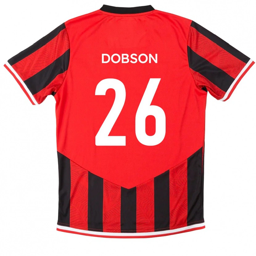Danxen Mænd Lennon Dobson #26 Rød Sort Hjemmebane Spillertrøjer 2025/26 Trøje T-Shirt