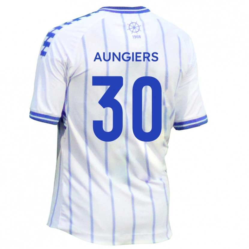 Danxen Mænd Joe Aungiers #30 Hvid Blå Hjemmebane Spillertrøjer 2025/26 Trøje T-Shirt