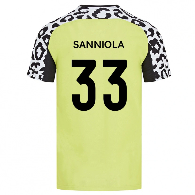 Danxen Mænd Keon Sanniola #33 Fluorescerende Gul Hjemmebane Spillertrøjer 2025/26 Trøje T-Shirt