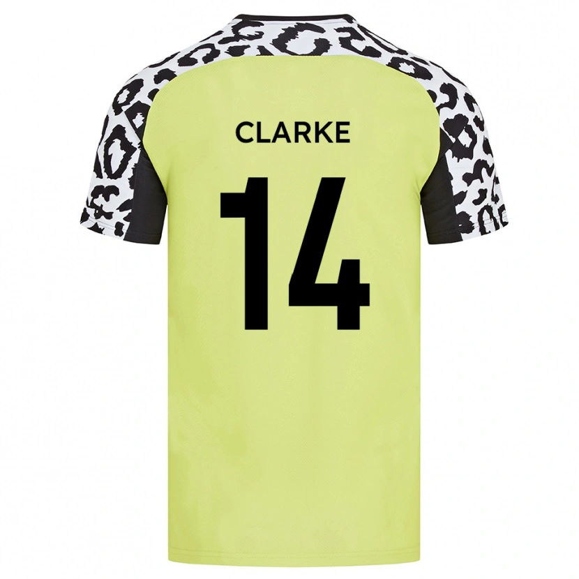 Danxen Mænd Jayden Clarke #14 Fluorescerende Gul Hjemmebane Spillertrøjer 2025/26 Trøje T-Shirt