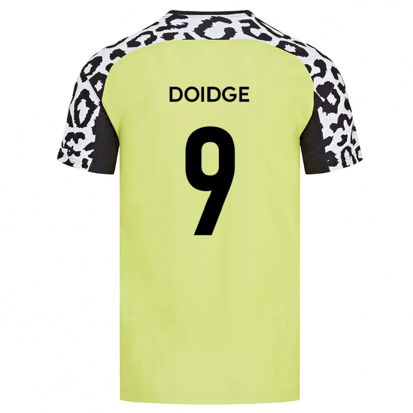 Danxen Mænd Christian Doidge #9 Fluorescerende Gul Hjemmebane Spillertrøjer 2025/26 Trøje T-Shirt