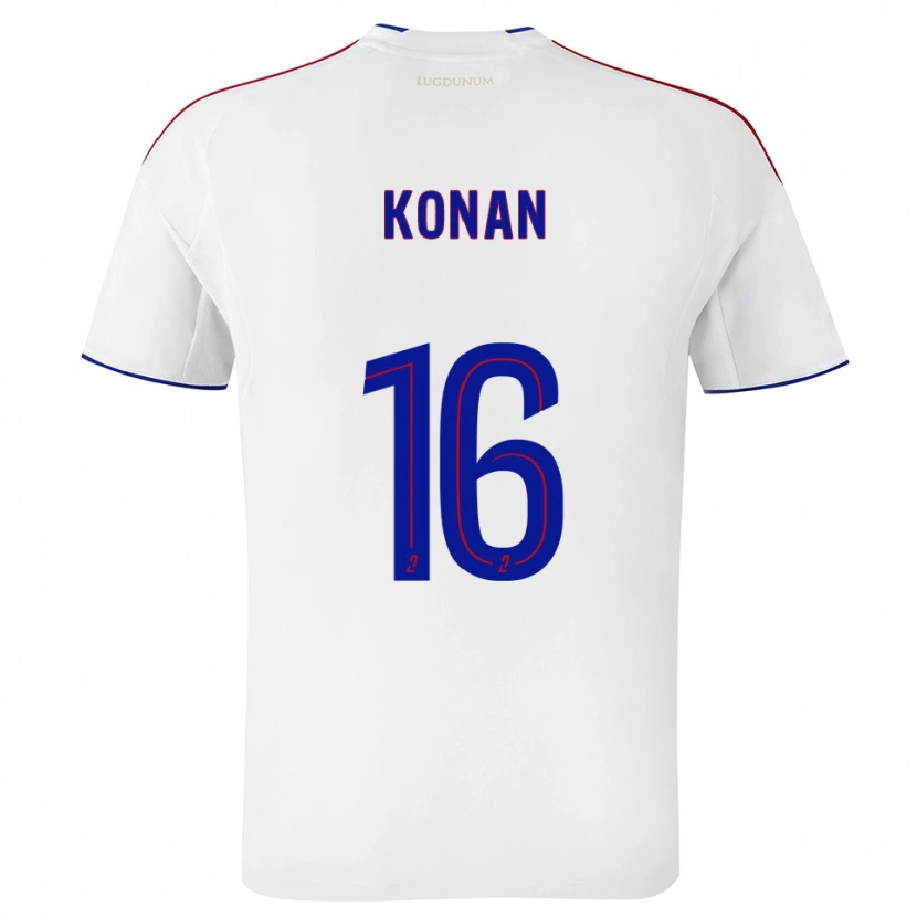 Danxen Mænd Yvann Konan #16 Hvid Rød Hjemmebane Spillertrøjer 2025/26 Trøje T-Shirt