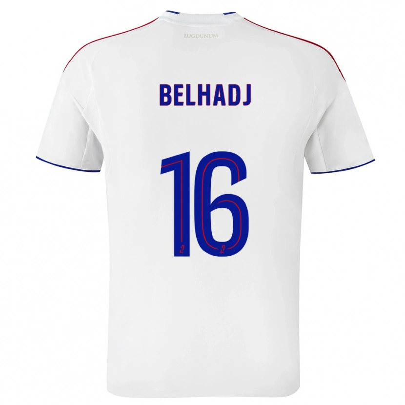 Danxen Mænd Féerine Belhadj #16 Hvid Rød Hjemmebane Spillertrøjer 2025/26 Trøje T-Shirt
