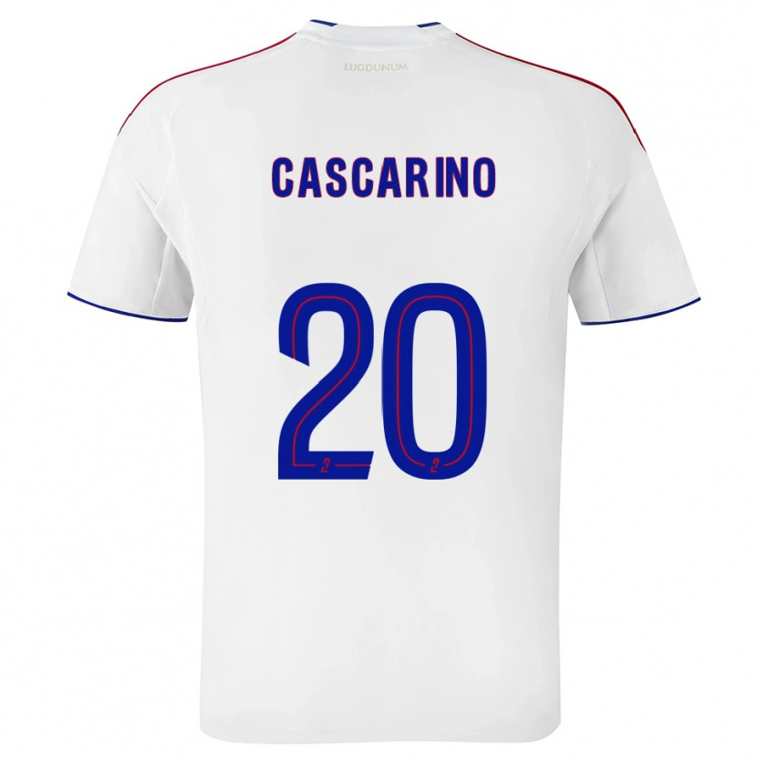 Danxen Mænd Delphine Cascarino #20 Hvid Rød Hjemmebane Spillertrøjer 2025/26 Trøje T-Shirt